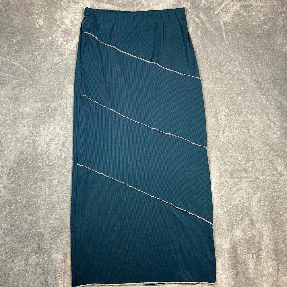 Gibu USA Maxi Skirt Womens L Turquoise‎ Tiered Bodycon Long Festival